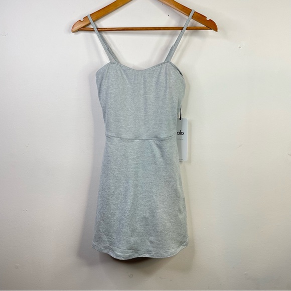 ALO Yoga Dresses & Skirts - Alo Alosoft Courtside Tennis Dress with Shorts Athletic Heather Gray S new nwt
